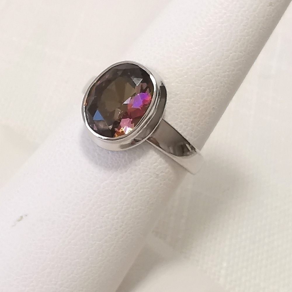 Sterling silver 2ct Mystic Topaz ring size 7 🆕 - Picture 4 of 7